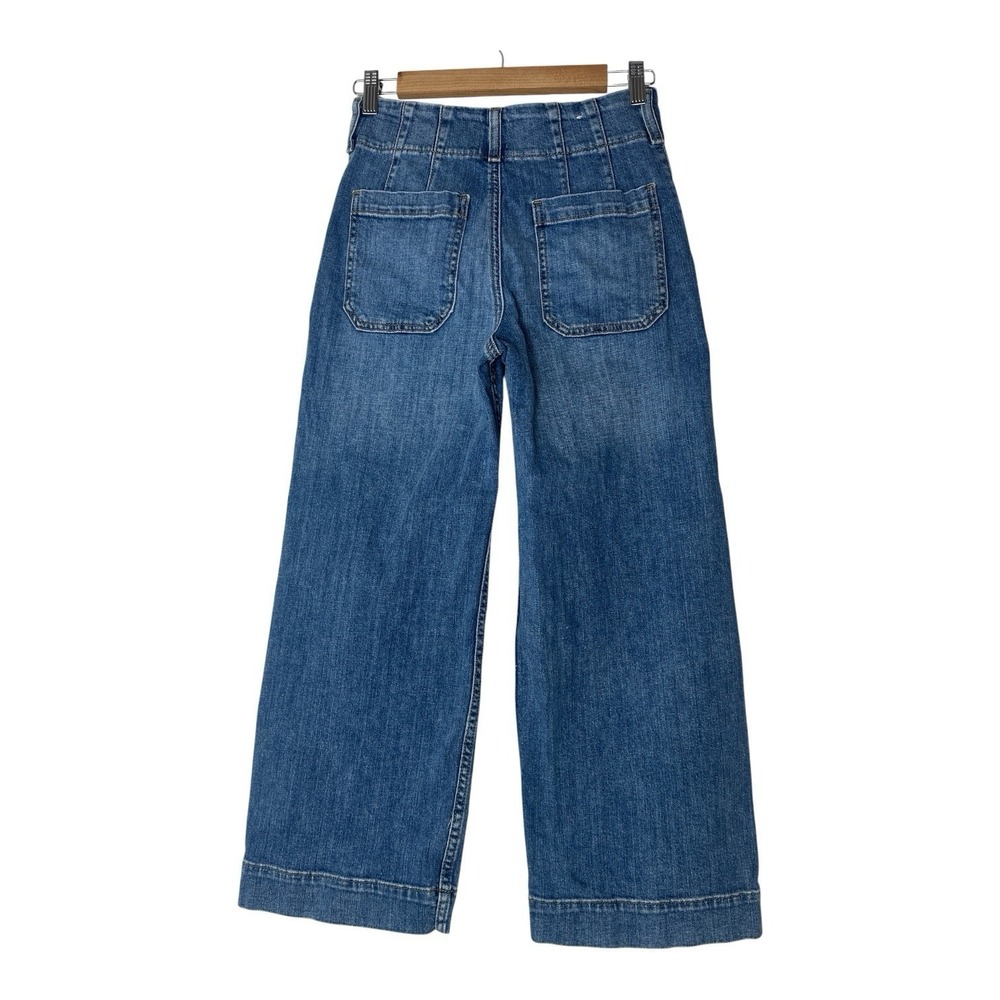 Maeve Anthropologie Denim The Colette Wide Leg Jeans Women's Size 25 P Blue Wash - Picture 4 of 8